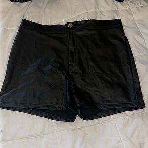 Amazon Black High Waist Shorts Faux Leather